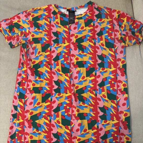 Nooworks Macarena Tee Dress Colorful Print Cotton Stretchy Mini Size XL - Picture 1 of 3